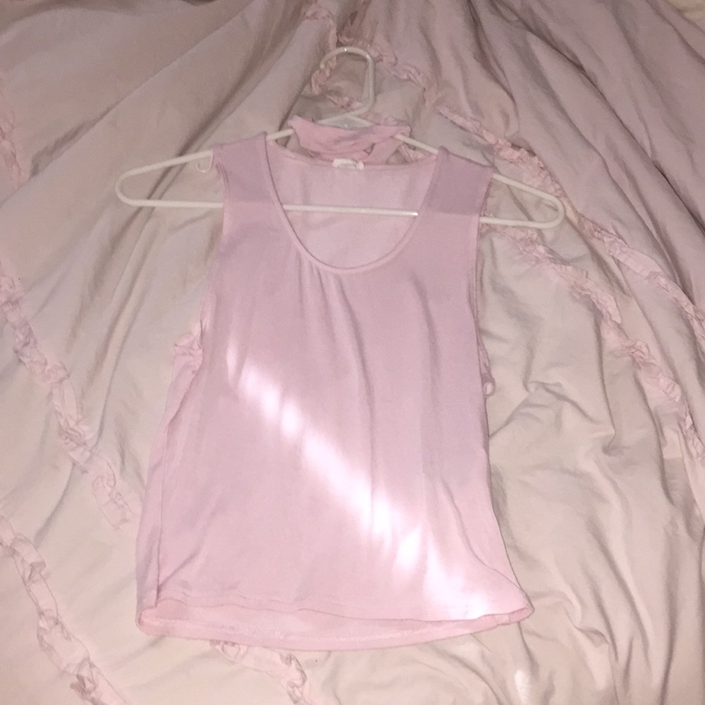 baby pink built-in choker tank top